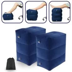 Puff Inflavel Kit 02un Cama Inflável Para Avião Apoio de Pé Pernas Ajustável