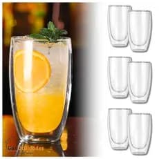 Copo Parede Dupla 450ml 6 Unidades Copo de Vidro Grande Isolante Térmico