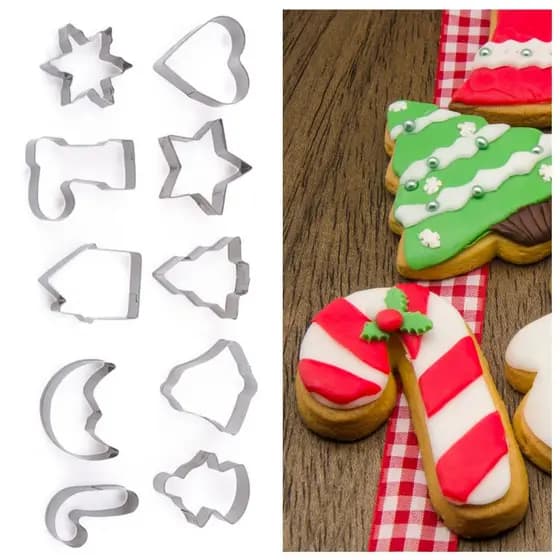 Cortador de Biscoito Natal Forma de Biscoito Natalino 10 Peças