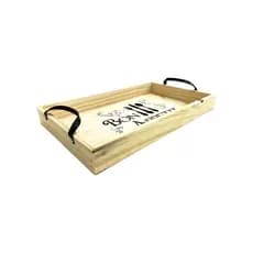 Bandeja Retangular Café Da Manhã Mdf Pinus Com Alça 40x24x5 cm Decoração Casa
