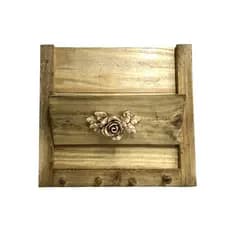 Porta Chaves Carta Rosa Madeira Pinus Decoração Casa