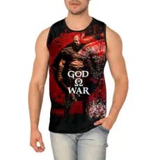 Camiseta Regaata Masculina God Of War Blusa Geek Deus da Guerra Kratos Plus Size