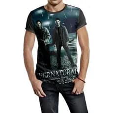 Camiseta Masculina Plus Size Supernatural Camisa Dean Sam Winchester SPN