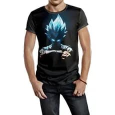 Camiseta Masculina Plus Size Vegeta Super Sayajin Blue Camisa Dragon Ball Vegeta