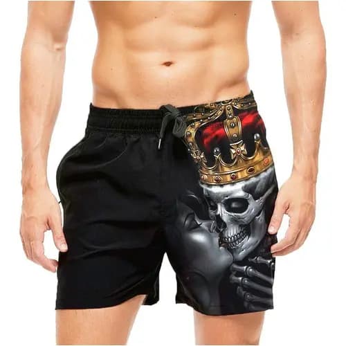 Short masculino de Praia Black Skull Bermuda masculina Mauricinho Caveira Ogabel