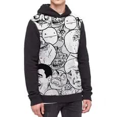 Blusão Moletom Memes Jaqueta Masculina Blusa Moletom Masculina Derp Derpina Blusa de Frio Fuck Yeah Ref:173 Full print estampado costas e mangas