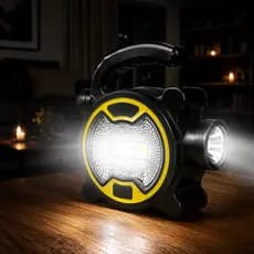 Lanterna Refletor De Led 2 Em 1 A Pilha Luminária De Mão E Mesa Com Luz Forte Dupla