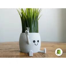 Kit com 2 Vaso  Pote Feliz Sentado Paz Estenda a Mão