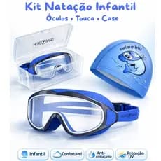 Kit Natação Infantil Óculos Touca Case Protetora Profissional Antiembaçante Coleção Treino Piscina