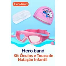 Kit Natação Infantil Óculos Touca Estojo Hero Band Coleção Tibumm Treino Piscina Criança