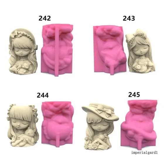 Imp Bonito Meninas Caneta Moldes Silicone Molde Gesso