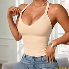 sun Colete Cami Decote V E Acolchoamento Removível Sob Roupas