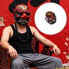 Sol Pintado À Mão Tengu Engraçado Festa Rosto Cheio Nariz Longo
