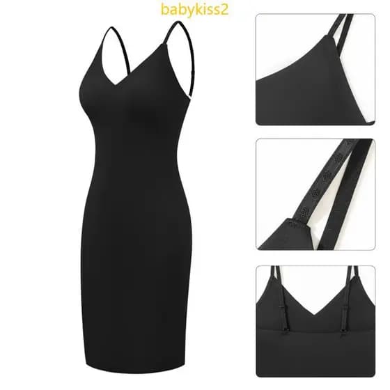 Shapewear Vestido Deslizante Para Sob O Alça Espaguete, Controles Barriga, Decote V, Modelador