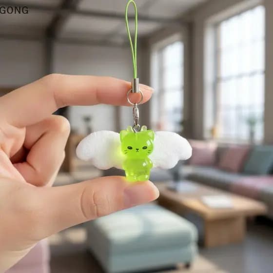 [BI] Bonito Luminoso Alienígena Gato Chaveiro Resina Telefone Móvel Pingente Saco Charme Bapas Bolsas Festa Presente BR