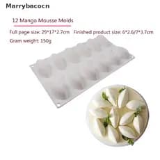 [12 Cavidades Molde De Bolo De Silicone Para Cavidade Forma De Mousse Em Quenelle COD
