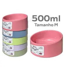 Pote Comedouro Bebedouro Slim Médio 500ml para Cachorro Família Estimação