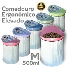 Comedouro Elevado Alto Postura Pet - M 500ml Cachorro Gato - Família de Estimação