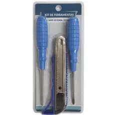Kit 3 Ferramentas 3 Peças Básico Estilete Retrátil e Chaves de Fenda Multiuso Doméstico