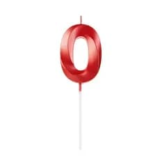 Vela Bolo Aniversário Vermelha Número Design Perolizada