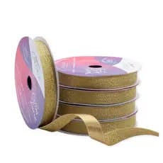 3 Rolos Fita De Cetim Lurex 10mm Brilho Dourado Para Laços Natal