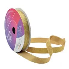 Fita de Cetim Lurex Gold Dourado Cinderela 10mm Rolo 10 Metros Glitter Brilho Laços