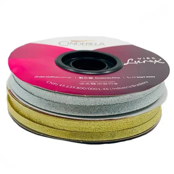 Viés De Lurex Cinderela 12mm Rolo Com 20 Metros