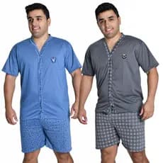 KIT 2 Pijamas Masculino de Botão Funcional Pós Cirurgico – Conforto, Praticidade e Estilo para Suas Recuperações!