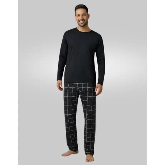 Pijama Masculino Longo Inverno Confortável Macio Estampado Qualidade Premium