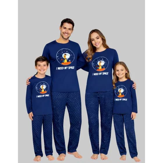 Kit Família Pijama Longo Inverno Pai Mãe Filho Filha Confortável Estampado Promoção
