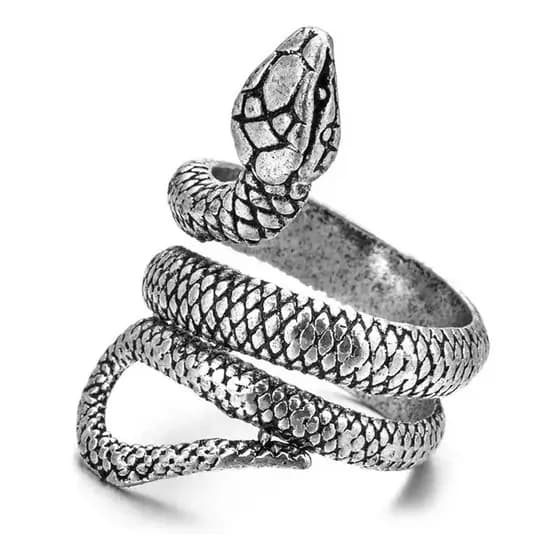 Anel Aço Inox Cobra Serpente Naja Magia Feitiço Bruxa Wicca