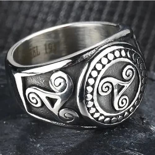 Anel Aço Inox Triquetra Runas Viking Wicca Ragnar Celta Nó