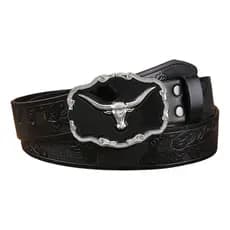 Cinto Country Personlizado Com Gravuras E Fivela Touro Boi