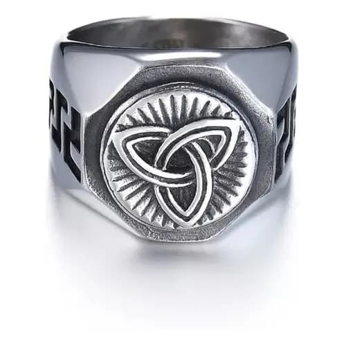 Anel Aço Inox Viking Valknut Dark Runas Triquetra Thor Odin