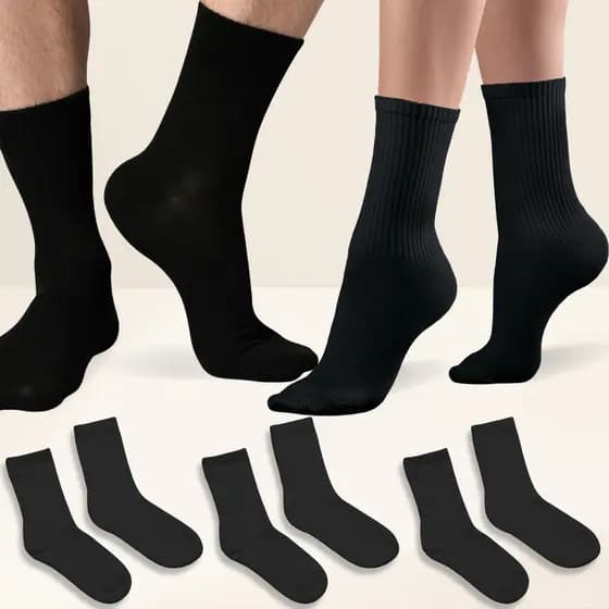 Kit 3 Pares Meia Cano Medio Unissex Fitness Academia Preta 36-46