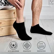 Kit 6 Par Meia Curta Soquete Masculina Cano Baixo Respirável
