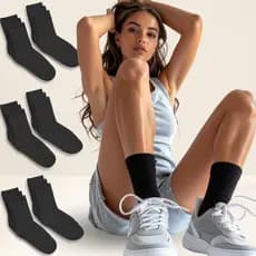 Kit 9 Pares Meia Feminina Cano Médio Preta Respiravel Estilo