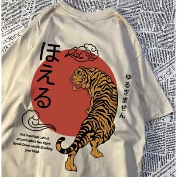 Camiseta tendência de verão tigre japonês novo!