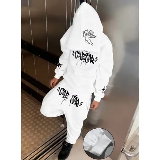 Conjunto 2 peças | Moletom e calça Estampas Anjo Cupido Streetwear Moletom Anjo