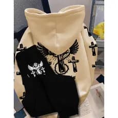 Conjunto Streetwear Cruz Moletom + Calça Estampa Angel Cross Premium