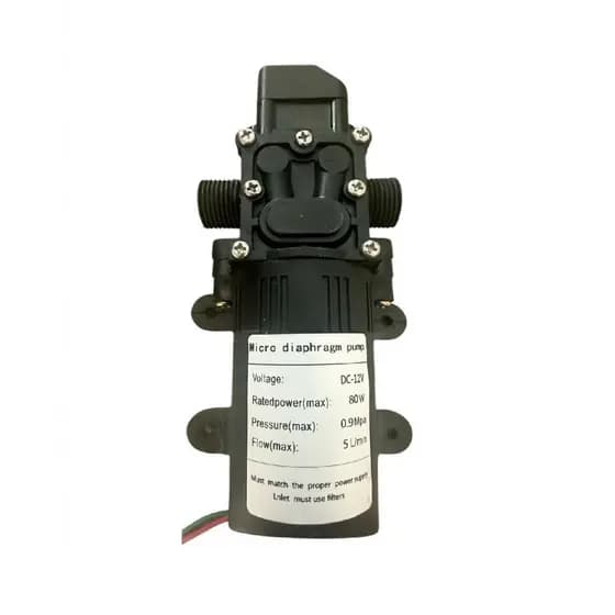Bomba Diafragma Irrigação 80w 130PSI Dc 12V 0.9MPA 5L/min