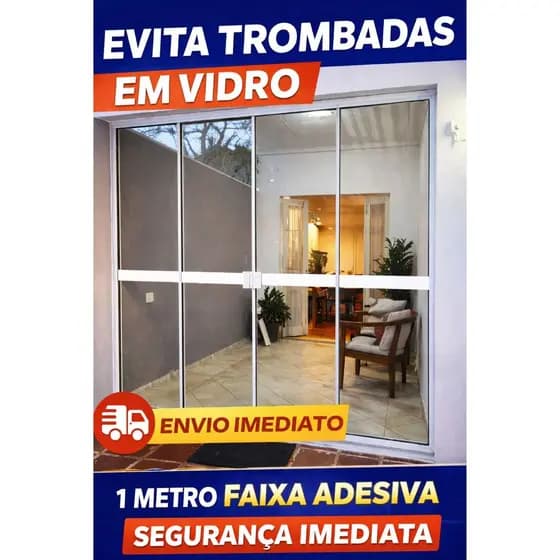 Faixa de Segurança Porta de Vidro Anti-Acidente - faixa com 1 metro