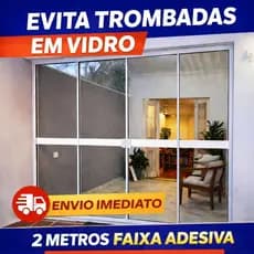 Faixa Adesiva de Segurança Porta Vidro -faixa com 2 Metros x 8cm