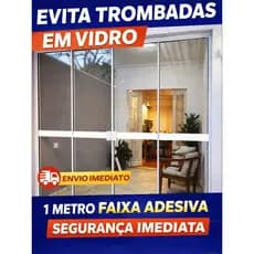 1 Metro de Faixa Adesiva Anti-Trombamento Porta Vidro Segurança A Prova D´Água Lavável