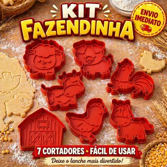 Cortadores e Marcadores de Biscoito Tema fazendinha