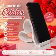 Suporte de Celular em Formato de Coração - Porta Smartphone Decorativo Romântico Funcional