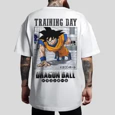 Camiseta  Oversized Em Algodão Estampa Dragon Ball Para Treinar/Academia