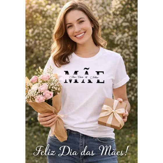 Camiseta Dia das Mães Personalizada com Nome dos Filhos Presente Especial