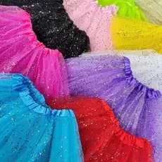 Saia de Tule 3 Camadas 30cm Infantil com Brilho Tutu Festa Carnaval - Fantasia Sereia Unicórnio