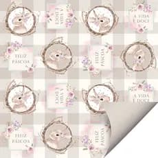 Folha para Ovos de Páscoa Double Face Coelha Serena Bege 69x89cm - 05 unidades - Cromus -